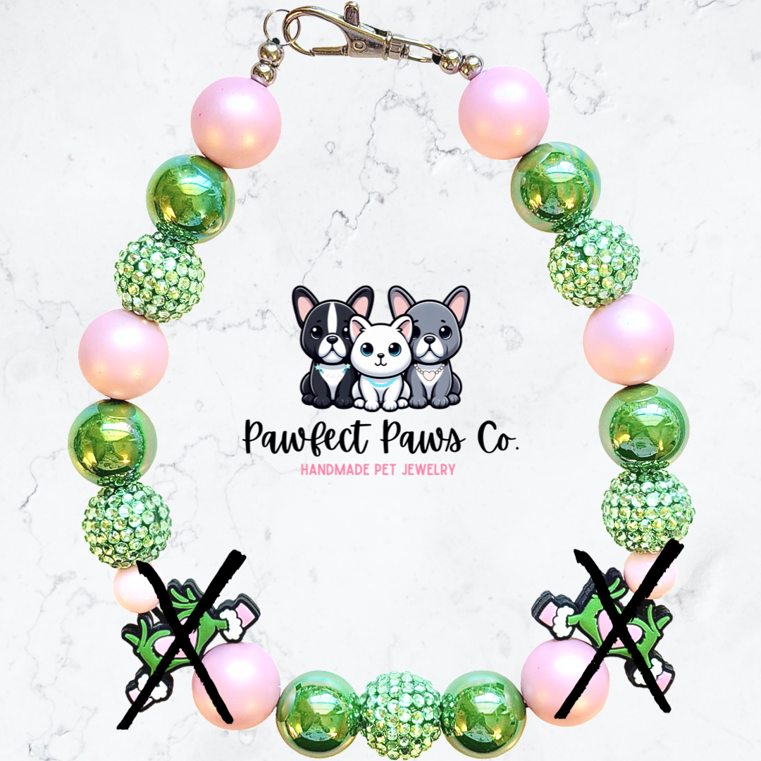Love in Whoville* Pink & Green Christmas Custom Beaded Dog/Cat Necklace!