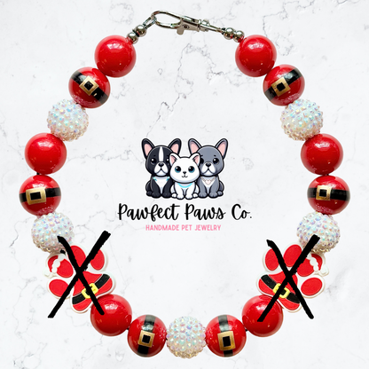 Santa Paws* Red & White Sparkle Custom Beaded Dog/Cat Necklace!