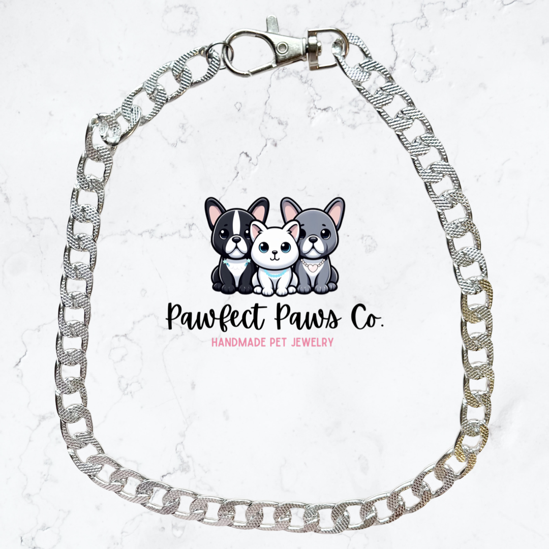 Cuban Link Silver Chain Dog/Cat Necklace!