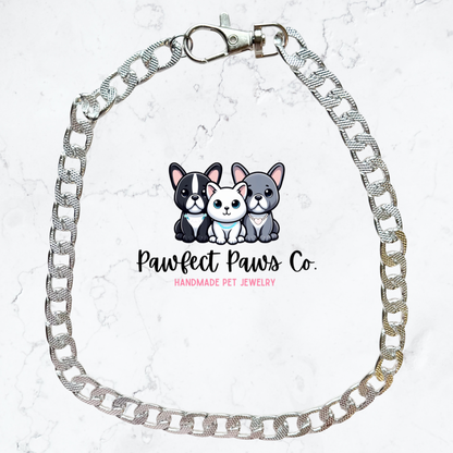 Cuban Link Silver Chain Dog/Cat Necklace!