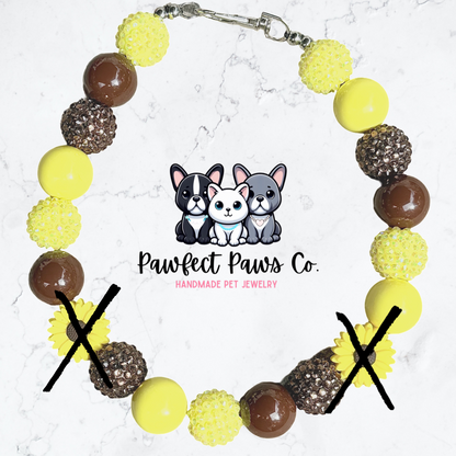 Pawtumn Blooms* Yellow & Brown Sparkle Sunflower Custom Beaded Dog/Cat Necklace!