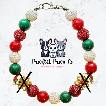 Gingerbread Glam* Red, White & Green Sparkle Gingerbread Custom Beaded Dog/Cat Necklace!
