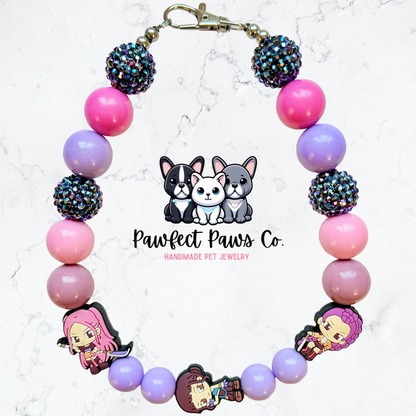 Hunters* Pink & Purple Sparkle Custom Beaded Dog/Cat Necklace!