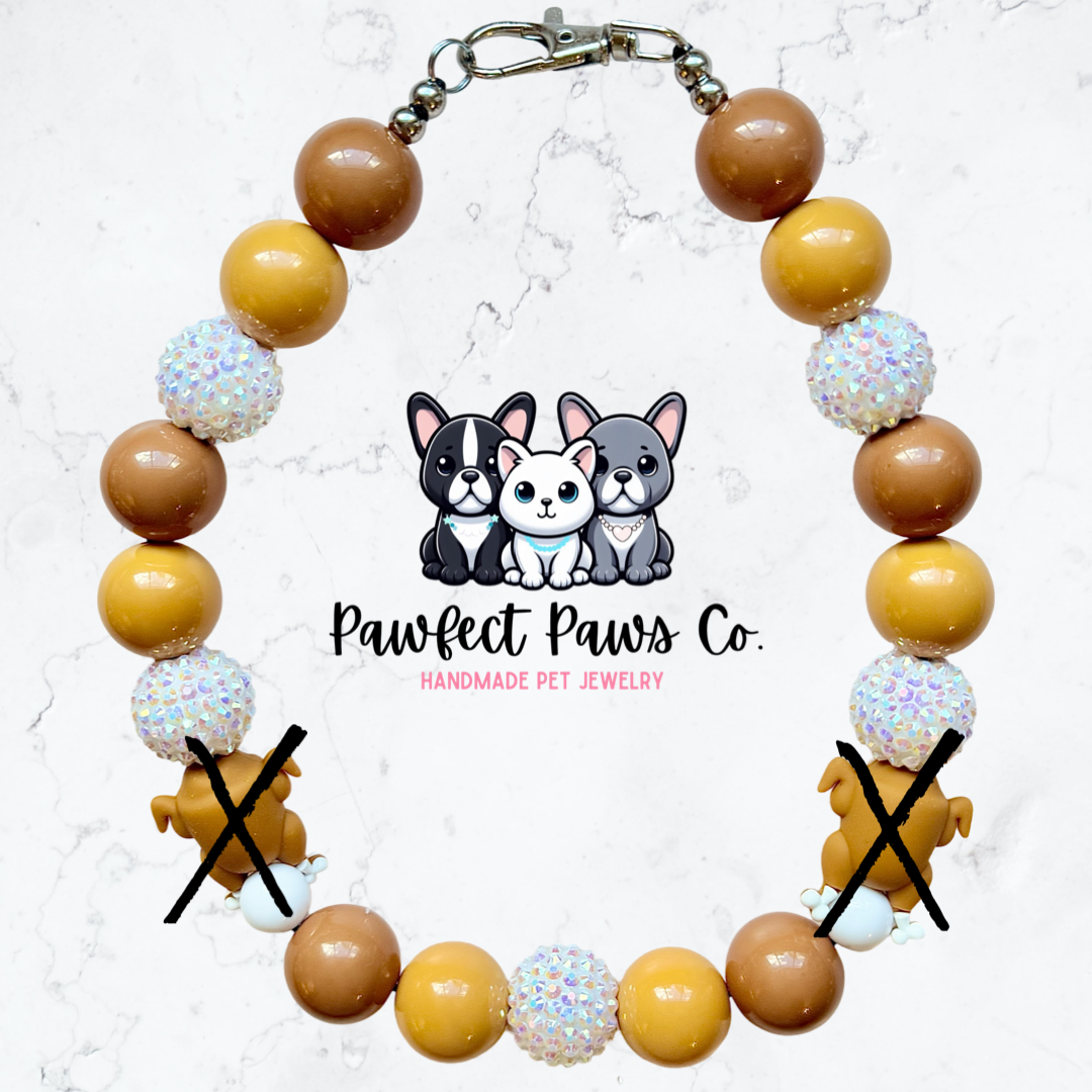 Feast Mode* Tan, Brown & White Sparkle Turkey Thanksgiving Custom Beaded Dog/Cat Necklace!