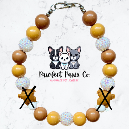 Feast Mode* Tan, Brown & White Sparkle Turkey Thanksgiving Custom Beaded Dog/Cat Necklace!