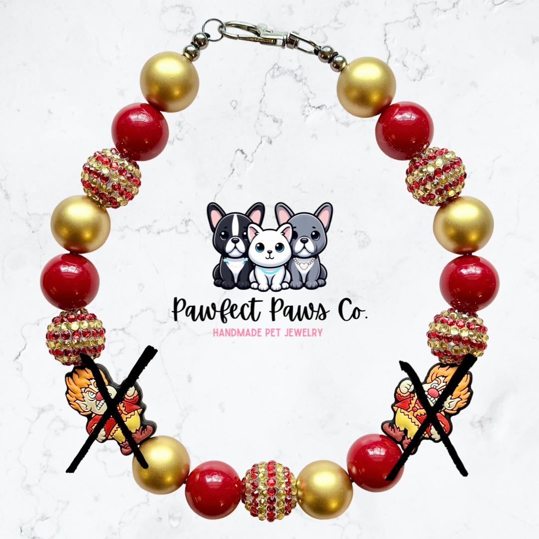 Heat Miser Glow* Red & Gold Sparkle Classic Christmas Custom Beaded Dog/Cat Necklace!