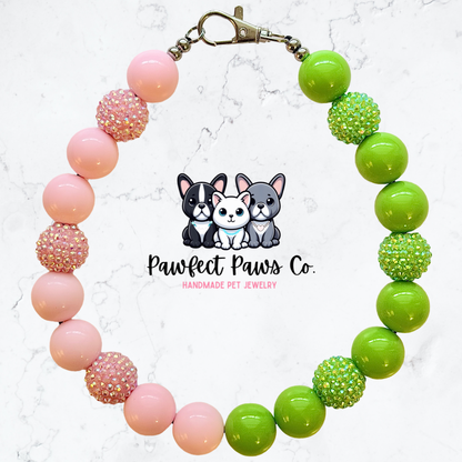 Good Vs Evil* Pink & Green Sparkle Wicked Custom Beaded Dog/Cat Necklace!