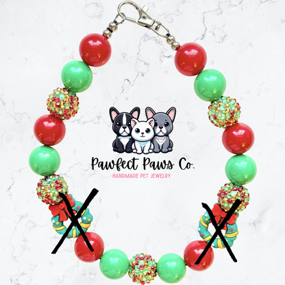 Winter Wreath* Green & Red Sparkle Christmas Custom Beaded Dog/Cat Necklace!