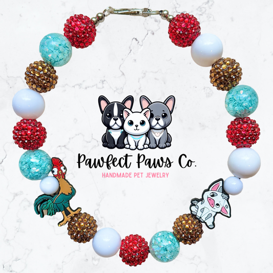 The Ocean is Calling* Tropical Moana, Pua & HeiHei Custom Beaded Dog/Cat Necklace!