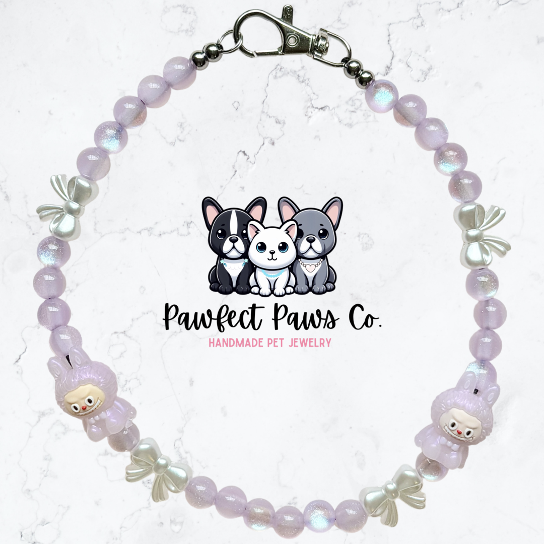 LaBujee Purple* Purple Labubu Custom Beaded Dog/Cat Necklace!