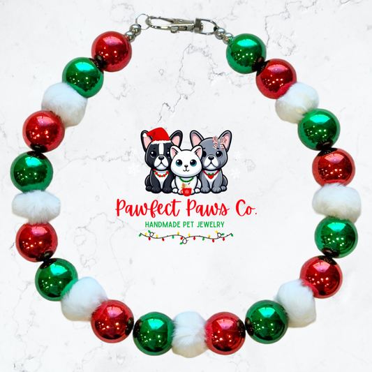 Mrs. Claus* Green & Red Christmas Custom Beaded Dog/Cat Necklace