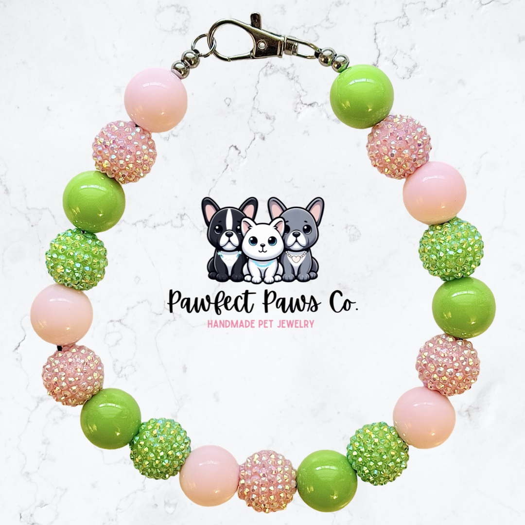 Wickedly Cute* Pink & Green Sparkle Wicked Custom Beaded Dog/Cat Necklace!