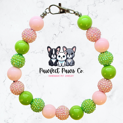 Wickedly Cute* Pink & Green Sparkle Wicked Custom Beaded Dog/Cat Necklace!