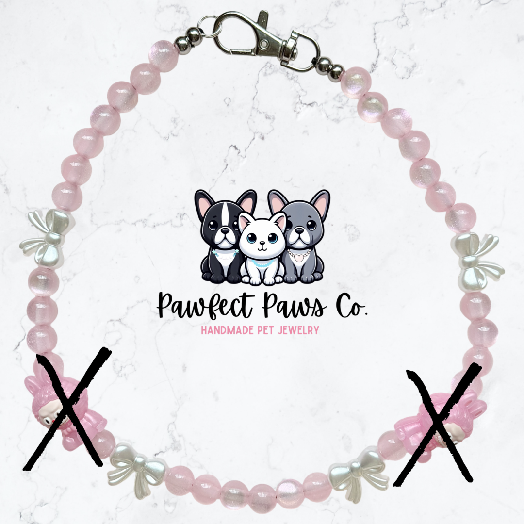 LaBujee Pink* Pink Labubu Custom Beaded Dog/Cat Necklace!