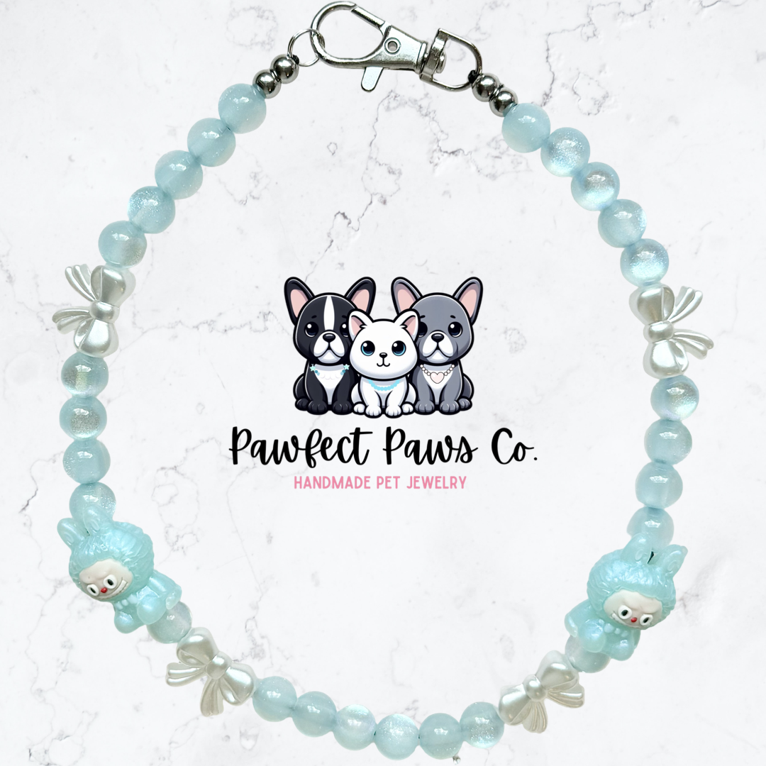 LaBujee Blue* Blue Labubu Custom Beaded Dog/Cat Necklace!