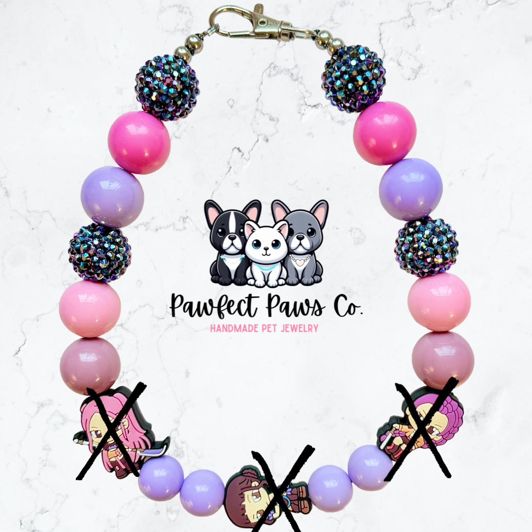 Hunters* Pink & Purple Sparkle Custom Beaded Dog/Cat Necklace!