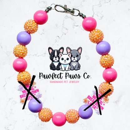 One Mental Breakdown Later* Purple, Pink & Orange Sparkle Custom Beaded Dog/Cat Necklace!