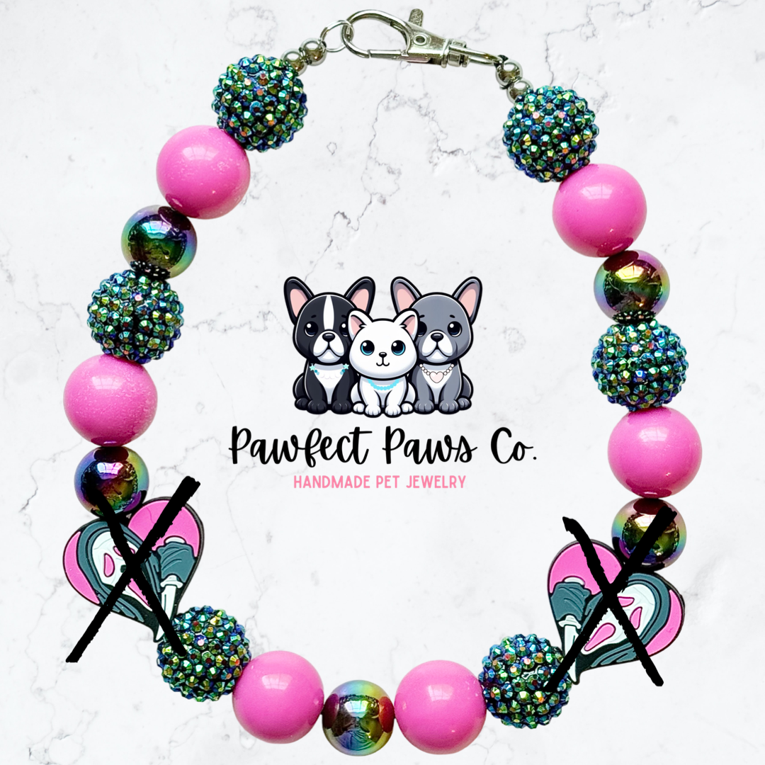 Scream* Black & Pink Sparkle Ghost Face Custom Beaded Dog/Cat Necklace!