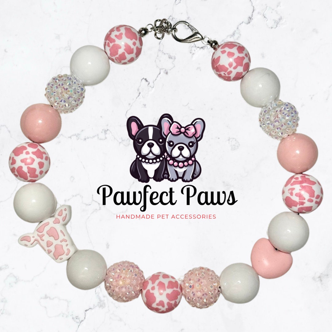 I Love Moo* Custom Beaded Dog/Cat Collar Necklace!