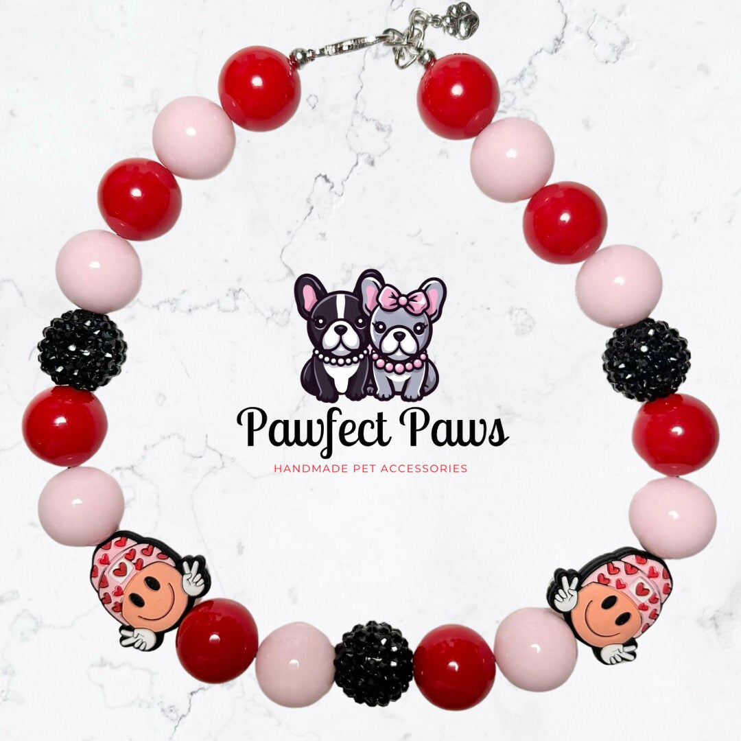 ¡Collar para perro o gato con cuentas personalizado Peace and Love*!