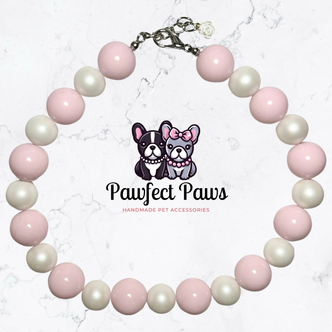 Pawlywood Glam* Pink and White Pearl Custom Beaded Dog/Cat Collar Necklace!