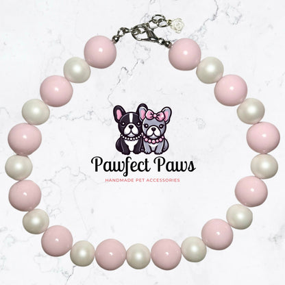 Pawlywood Glam* Pink and White Pearl Custom Beaded Dog/Cat Collar Necklace!