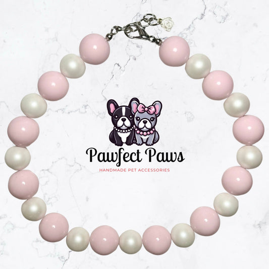 Pawlywood Glam* Pink and White Pearl Custom Beaded Dog/Cat Collar Necklace!