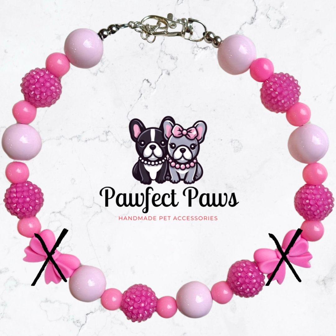 Bow-tiful Barbie* Pink with Bows Sparkle Barbie Day Custom Beaded Dog/Cat Collar Necklace!