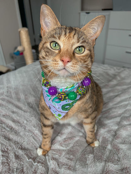 Mardi Paws* Purple & Green Sparkle Mardi Gras Spring Custom Beaded Dog/Cat Collar Necklace!