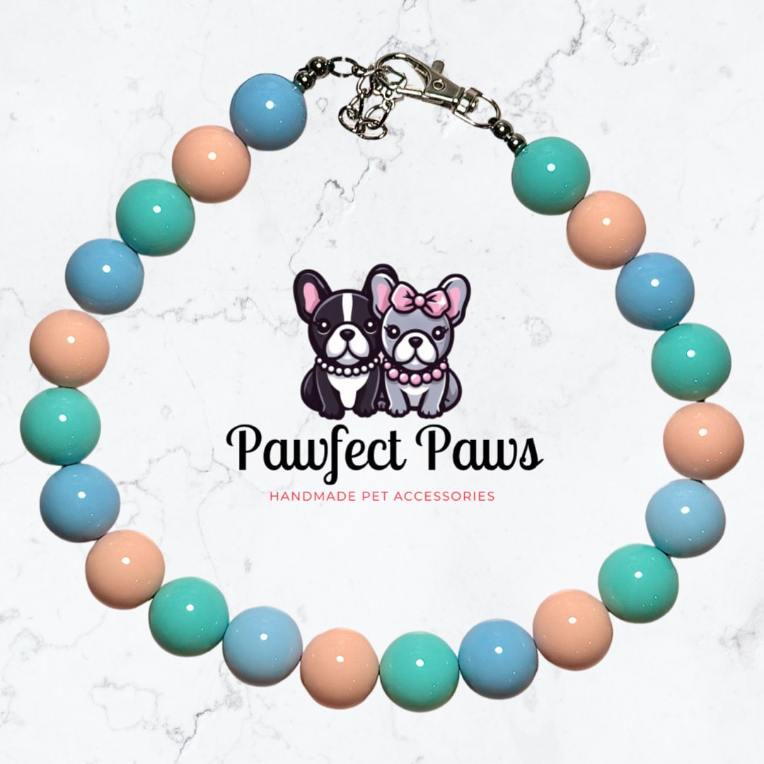 Hi Ken* Blue, Teal & Salmon Barbie Day Custom Beaded Dog/Cat Collar Necklace!