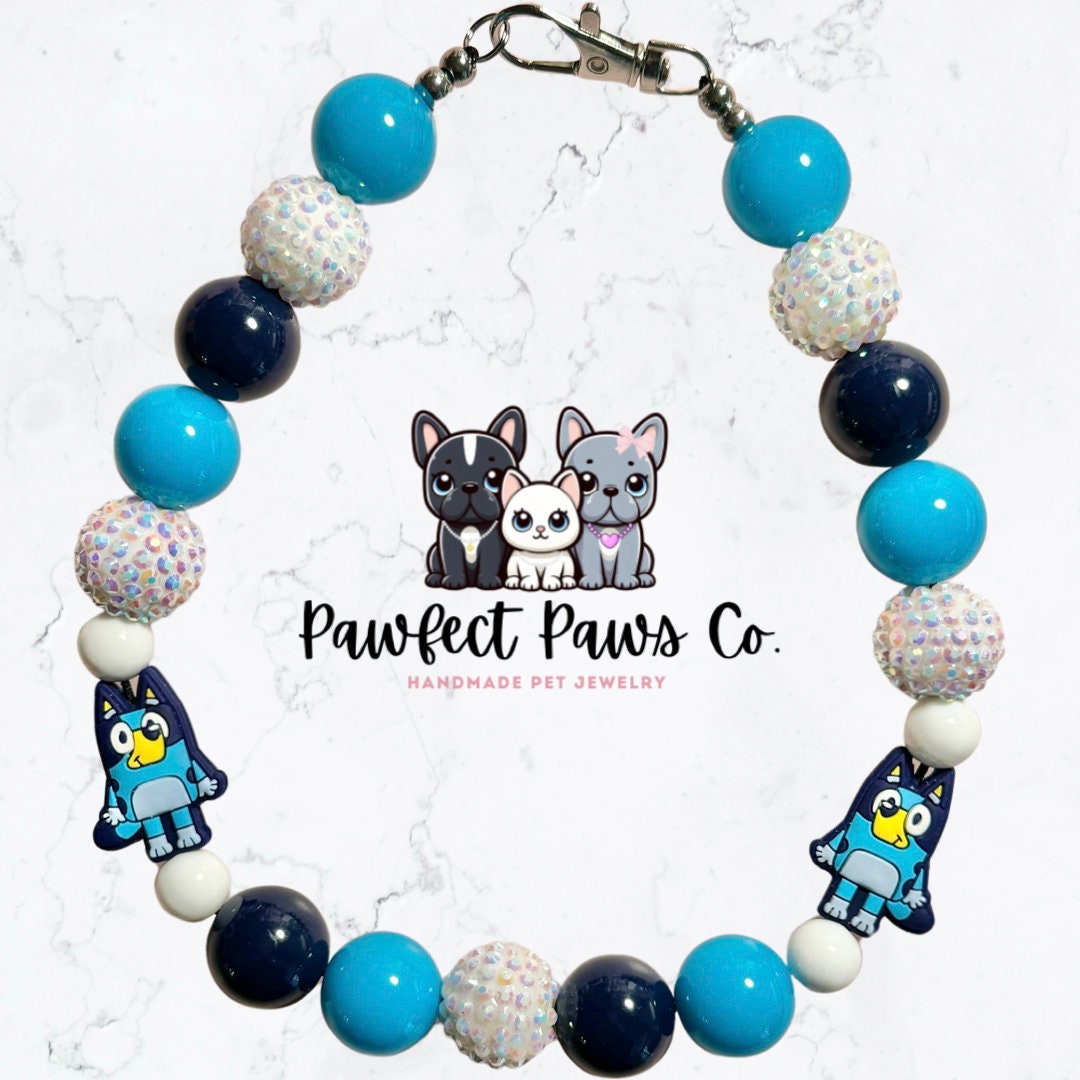 Bluey Love* Custom Beaded Dog/Cat Collar Necklace!