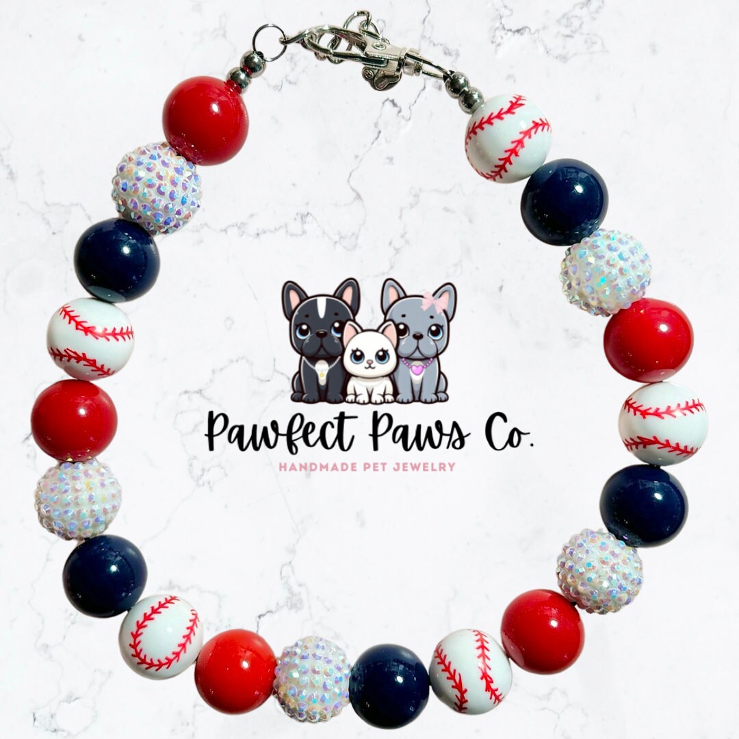 Play Ball* Choose Your Baseball Team - Custom Beaded Dog/Cat Collar Necklace!