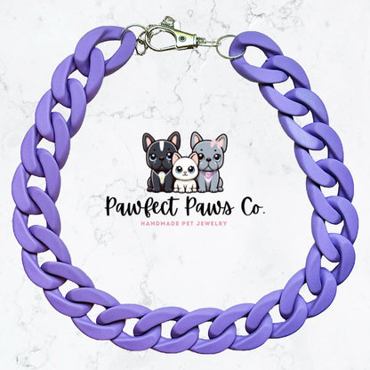 Cuban Link 1* Purple Soft Touch Matte Acrylic Dog/Cat Collar Necklace!