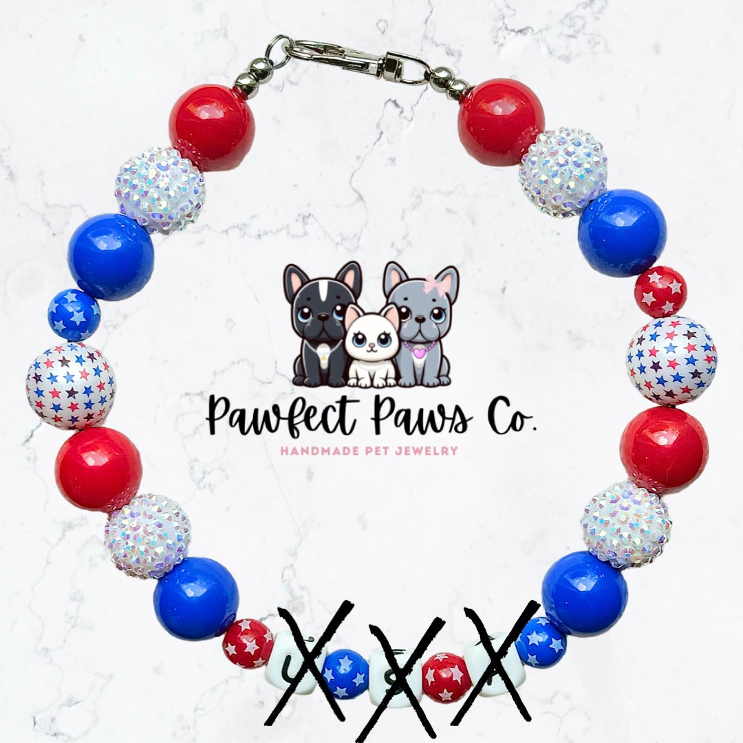 Pawty in the USA* Custom Beaded Dog/Cat Collar Necklace!