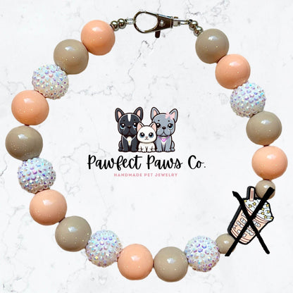 Spice Spice Baby* Peach, Nude & White Sparkle Pumpkin Spice Latte Custom Beaded Dog/Cat Collar Necklace!