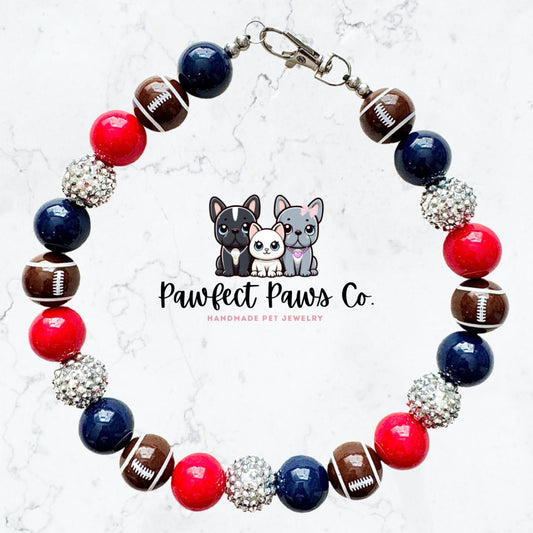 Touchdown* Choose Your Football Team - Custom Beaded Dog/Cat Collar Necklace!