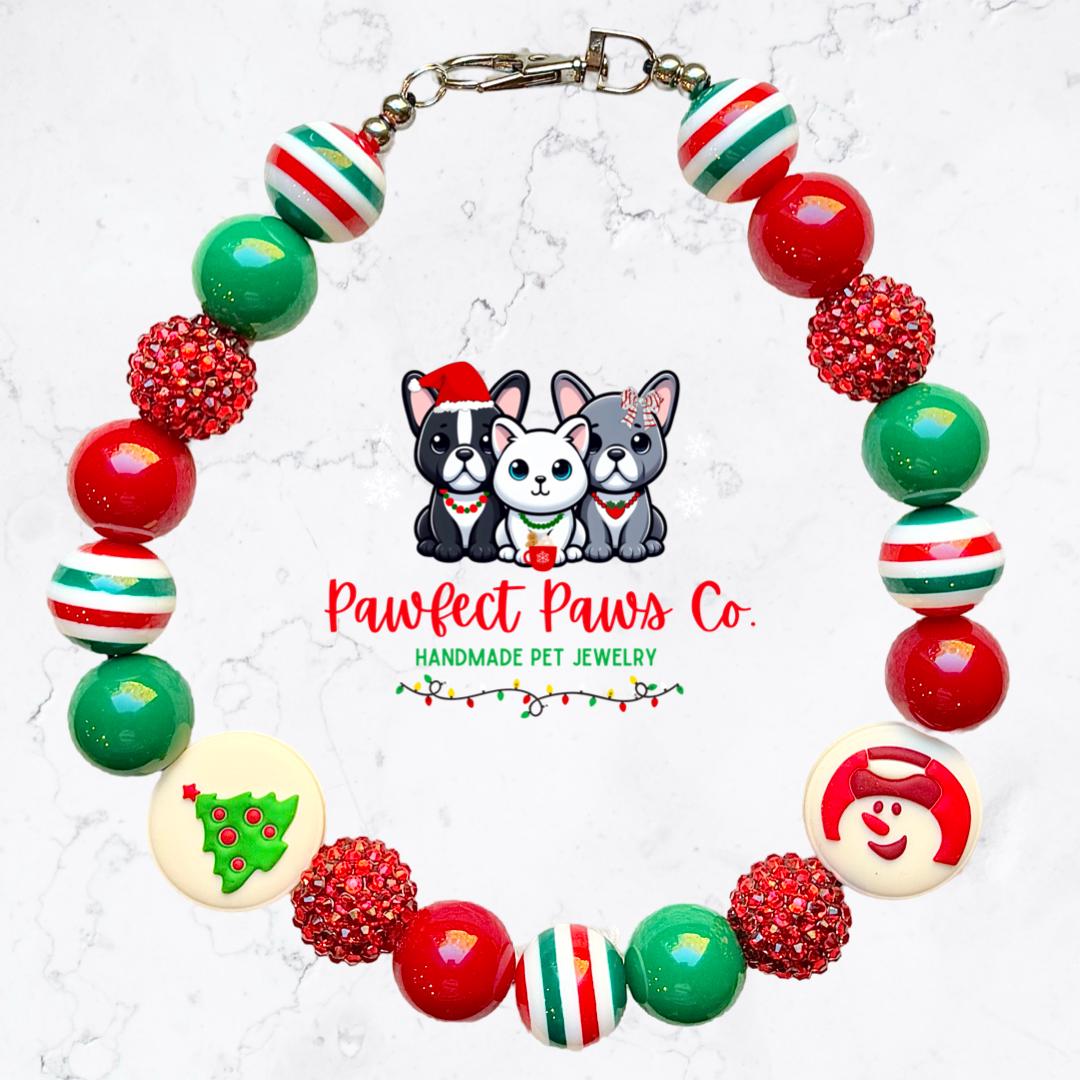 Baking Spirits Bright* Green & Red Sparkle Seasonal Holiday Cookies Custom Beaded Dog/Cat Necklace!