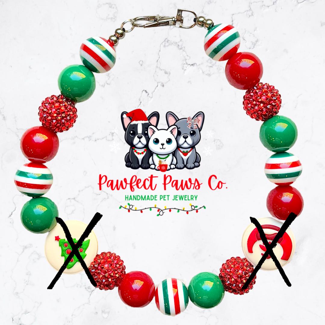 Baking Spirits Bright* Green & Red Sparkle Seasonal Holiday Cookies Custom Beaded Dog/Cat Necklace!