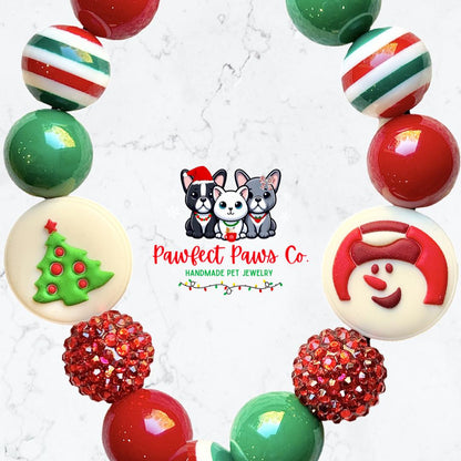 Baking Spirits Bright* Green & Red Sparkle Seasonal Holiday Cookies Custom Beaded Dog/Cat Necklace!