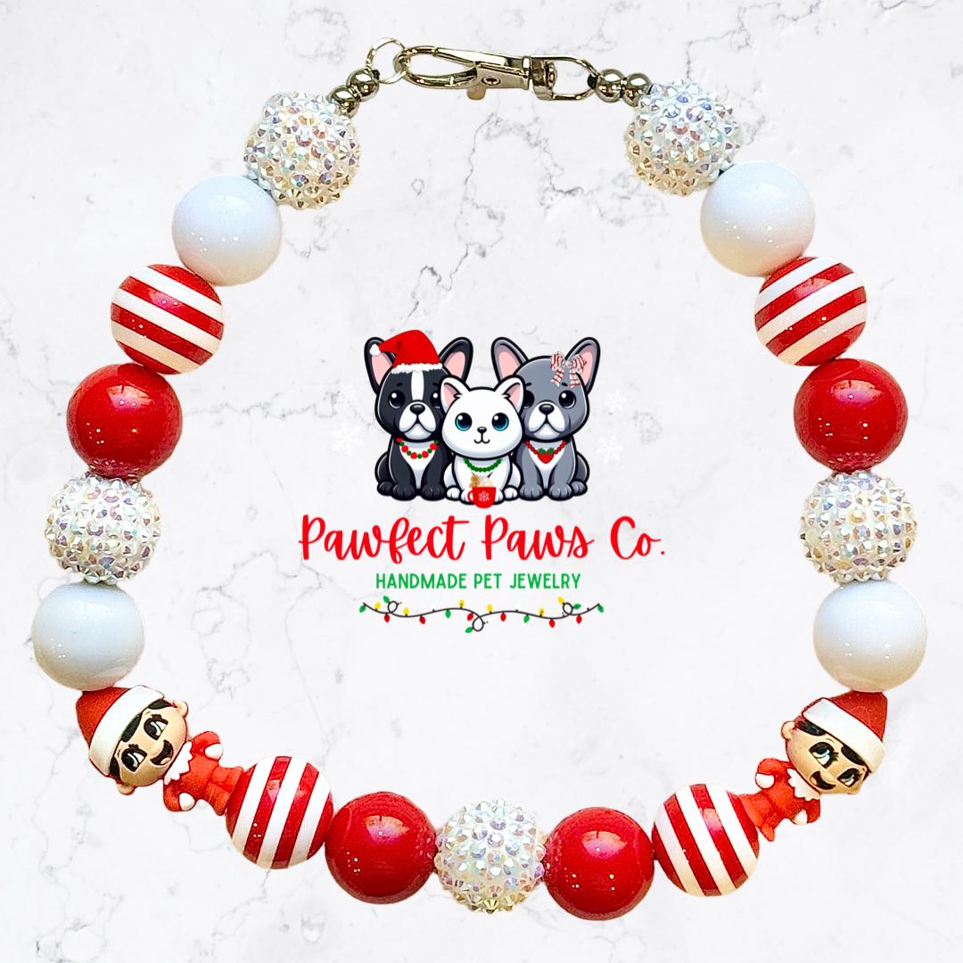 Elf on the Shelf* Red & White Sparkle Christmas Elf Custom Beaded Dog/Cat Necklace!