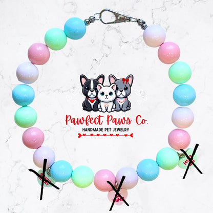 Sweet Talk* Pastel Blue, Pink & Green Valentines Day Candy Convo Heart Custom Beaded Dog/Cat Necklace!