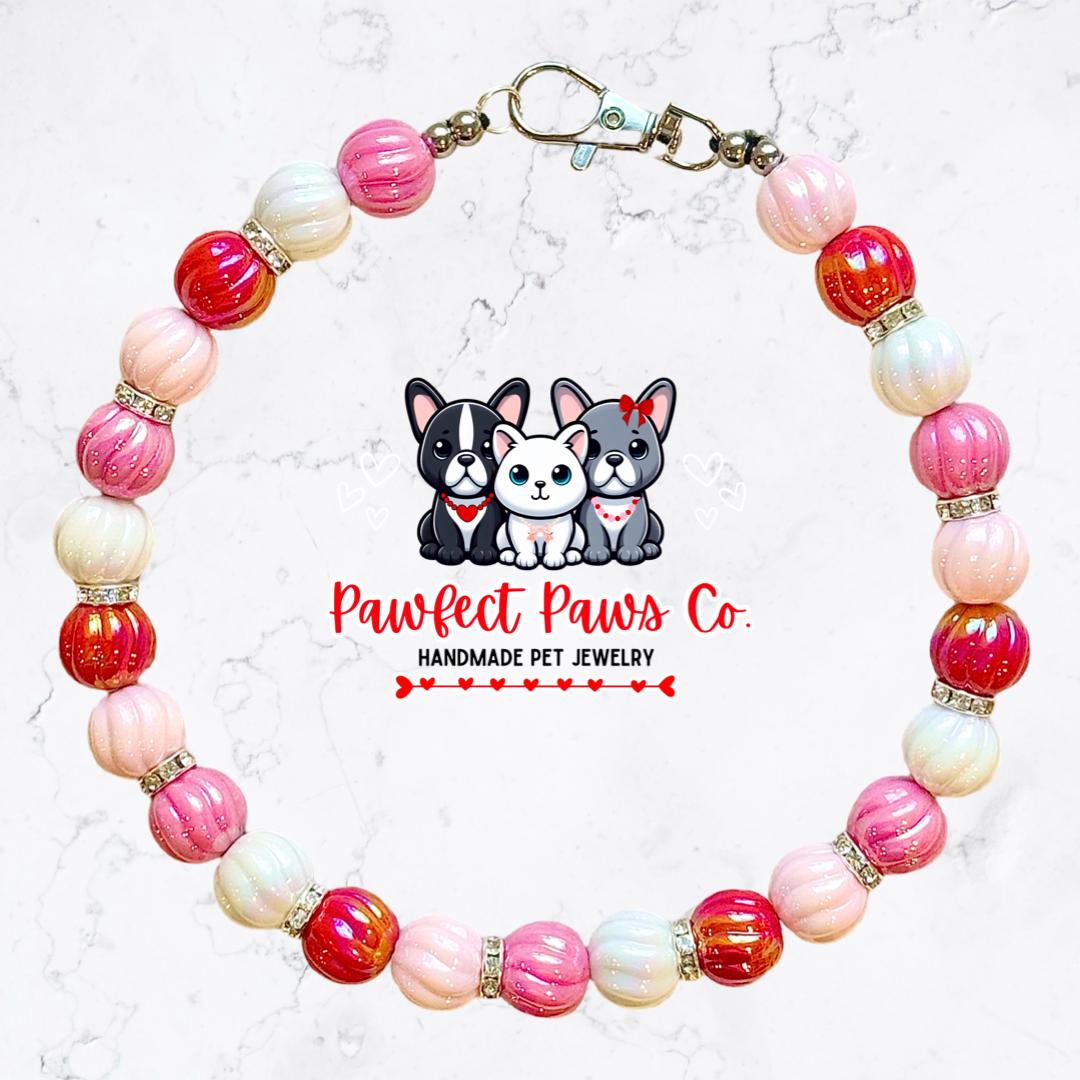 Secret Admirer* Pink & Red Valentines Day Custom Beaded Dog/Cat Necklace!