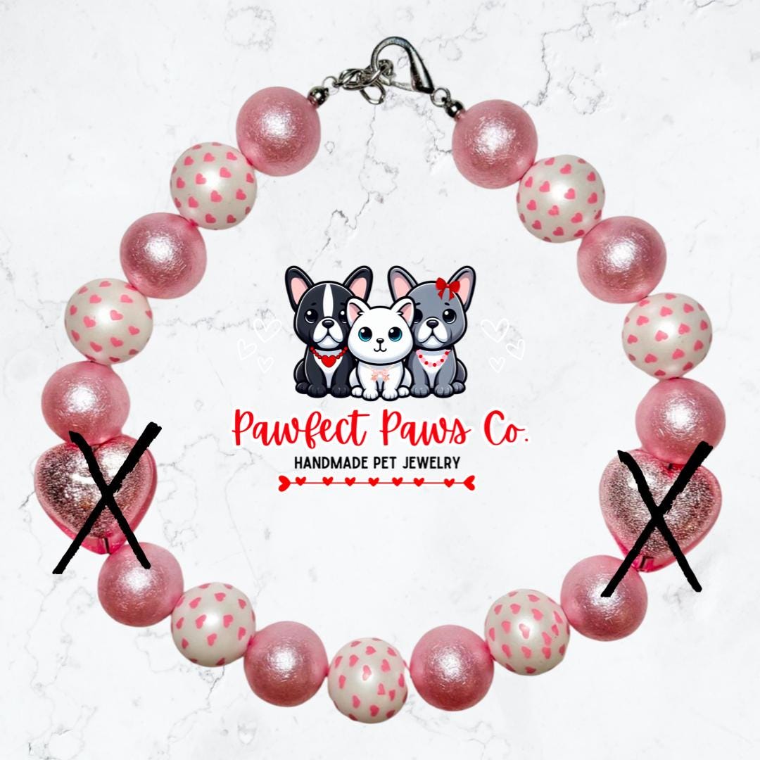 Adore You* Pink Valentines Day Hearts Custom Beaded Dog/Cat Necklace!